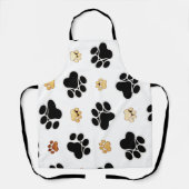 Tablier Chien canin noir et tan empreinte de patte blanc (Recto)