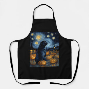 Tablier Chien Carlin noir de la nuit étoilée de van gogh h