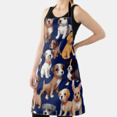 Tablier Chien Chien Chien bleu de la marine Design Motif (Insitu)
