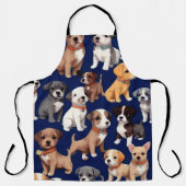 Tablier Chien Chien Chien bleu de la marine Design Motif (Recto)