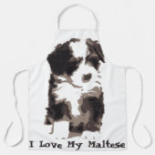 Tablier Chien chiot maltais noir et blanc (Recto)