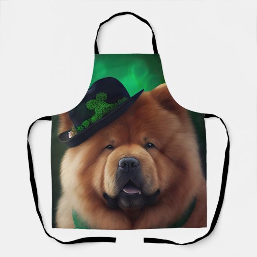 Tablier Chien Chow Chow en tenue de la Saint-Patrick (Recto)