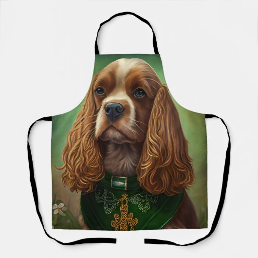 Tablier Chien Cocker Spaniel en tenue de la Saint-Patrick (Recto)