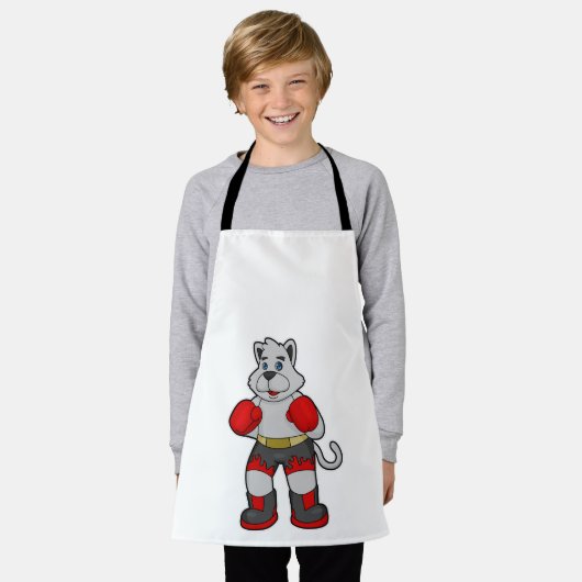 Tablier Chien comme boîte avec gants de boxe (Porté)