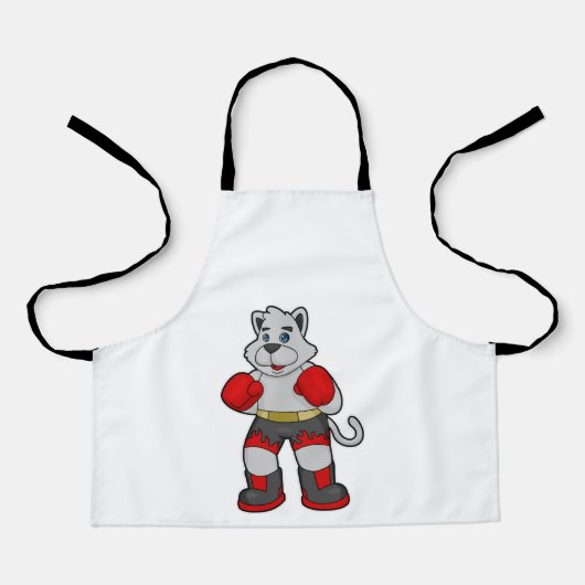 Tablier Chien comme boîte avec gants de boxe (Recto)