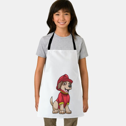 Tablier Chien comme pompier avec casque d'incendie (Insitu)