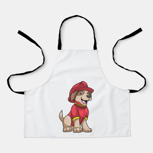 Tablier Chien comme pompier avec casque d'incendie (Recto)
