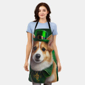 Tablier Chien Corgi en tenue de la Saint-Patrick (Porté)