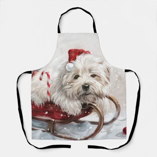 Tablier Chien Coton De Tulear Noël Festif (Recto)