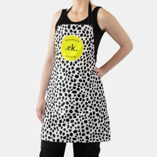 Tablier Chien dalmate Abstrait Motif Monogramme jaune (Insitu)