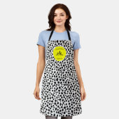 Tablier Chien dalmate Abstrait Motif Monogramme jaune (Porté)