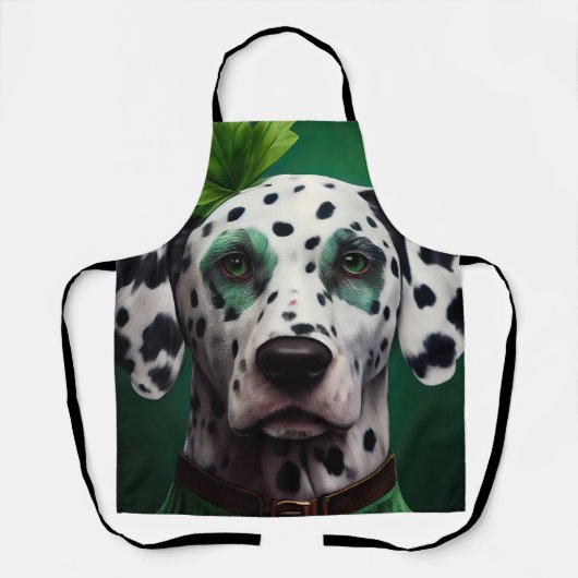 Tablier Chien dalmate en tenue de la Saint Patrick (Recto)