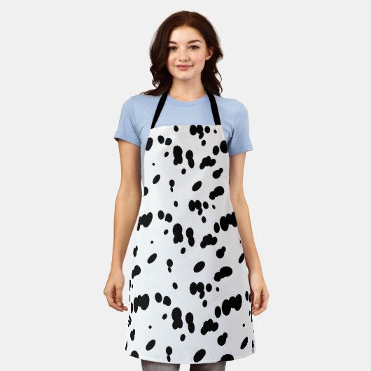 Tablier Chien dalmate Motif noir et blanc (Porté)