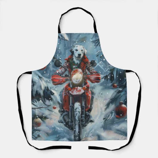 Tablier Chien Dalmatien à moto Noël (Recto)