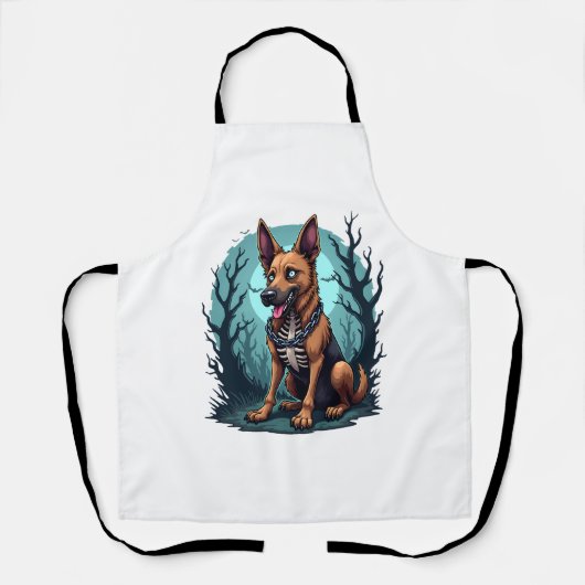 Tablier Chien de berger squelette (Recto)