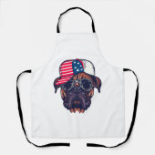 Tablier Chien de boîte portant blanc rouge bleu (Recto)