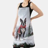 Tablier Chien de Boston Terrier pendant Noël de neige (Insitu)