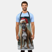 Tablier Chien de boxe en Noël de neige (Porté)