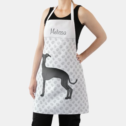 Tablier Chien De Caricature Italien Noir Greyhound Avec Un (Insitu)