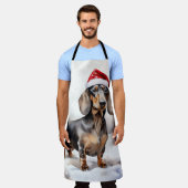 Tablier Chien de Dachshund à Noël de neige (Porté)