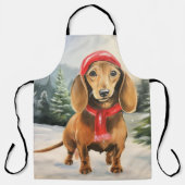 Tablier Chien de Dachshund à Noël de neige (Recto)