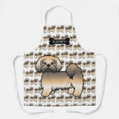 Tablier Chien de dessin animé Lhassa Apso Sable Doré & Nom (Recto)