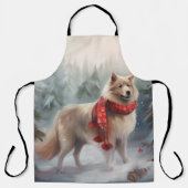 Tablier Chien de lappund finlandais à Noël de neige (Recto)