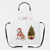 Tablier Chien de Noël drôle avec arbre (Recto)