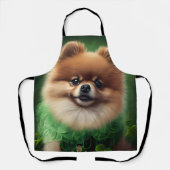 Tablier Chien de Poméranie en tenue de jour St. Patrick (Recto)
