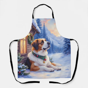 Tablier Chien de Saint-Bernard Lodge de montagne enneigé N