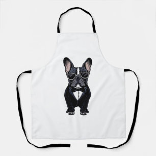 Tablier Chien de taureau français à Tuxedo portant des lun