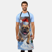 Tablier Chien de taureau français coule en neige avec Casq (Porté)