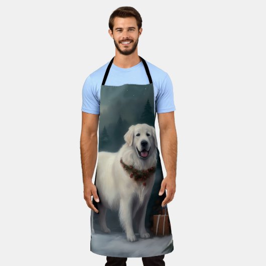 Tablier Chien des grandes Pyrénées à Noël de neige (Porté)