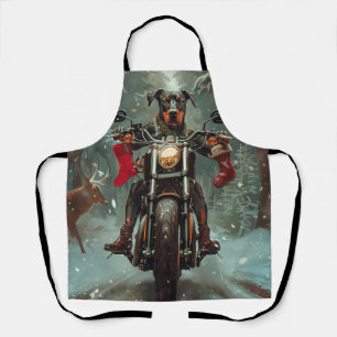 Tablier Chien Doberman à moto Noël