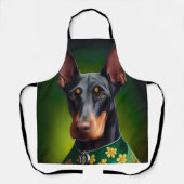 Tablier Chien Doberman en tenue de la Saint-Patrick (Recto)