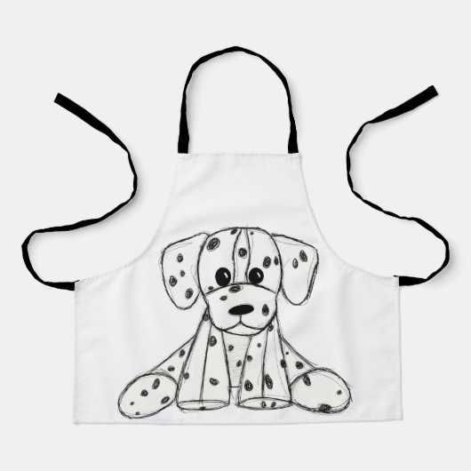 Tablier Chien en dalmate dessin simple noir (Recto)