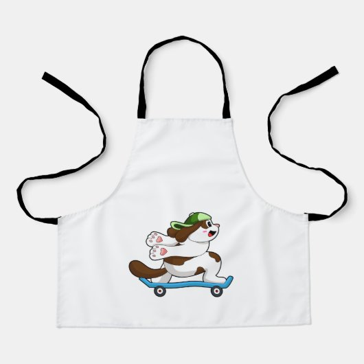Tablier Chien en Skate avec Skateboard (Recto)