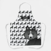 Tablier Chien et nom de dessin animé Sibérien Noir (Recto)