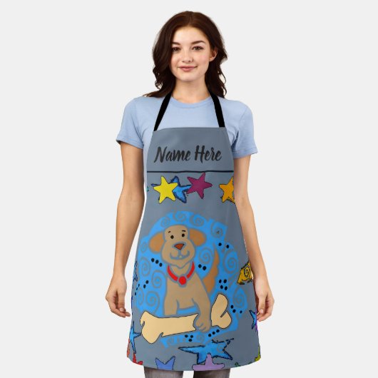 Tablier Chien et os, ajouter du texte, Apron (Porté)