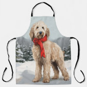 Tablier Chien Goldendoodle dans la neige Noël (Recto)