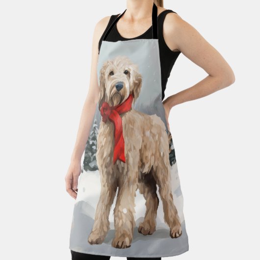 Tablier Chien Goldendoodle dans la neige Noël (Insitu)