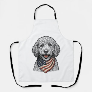 Tablier Chien gribouillé patriotique Gravure vintage vecte