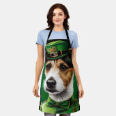 Tablier Chien Jack Russell en robe de la Saint-Patrick (Porté)