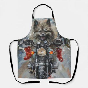 Tablier Chien Keeshond à moto de Noël