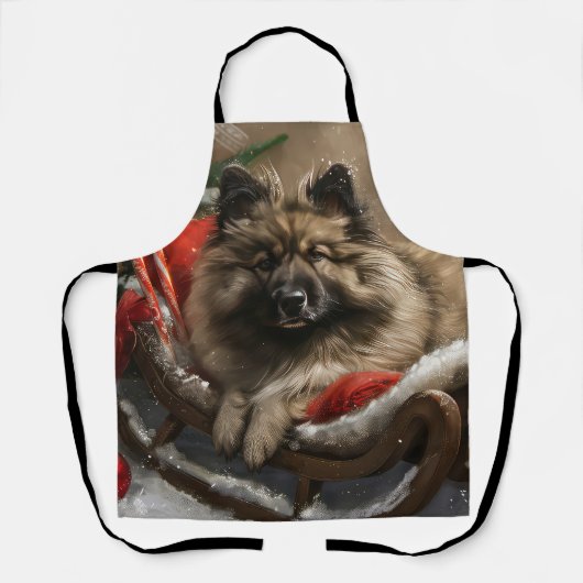 Tablier Chien keeshond Noël Festif  (Recto)