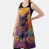Tablier Chien Keeshond Spooky Halloween Sorcière et Citrou (Insitu)