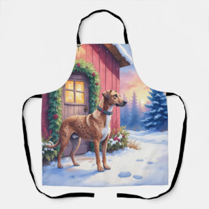 Tablier Chien léopard Catahoula Art de Noël de grange rust