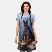 Tablier Chien Malinois belge Peinture d'Halloween lunaire (Porté)