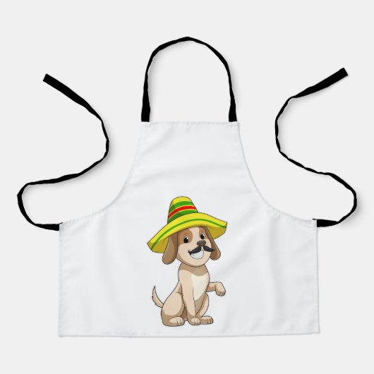 Tablier Chien mexicain avec casquette de paille (Recto)