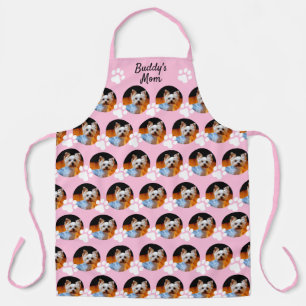 Tablier Chien Mom Pet Photo Motif Nom rose w Empreinte de 